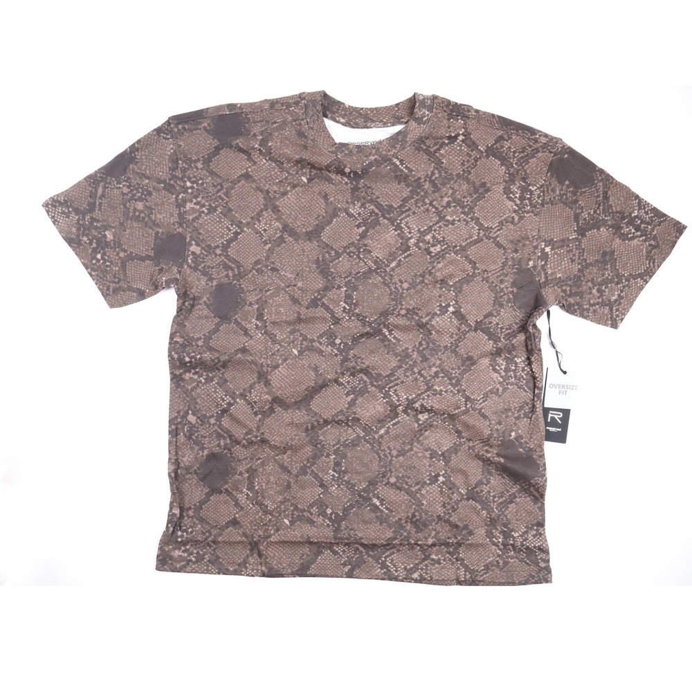 Reserved Supply T-Shirt Premium Oversize Dark Brown Snake Print M NWT